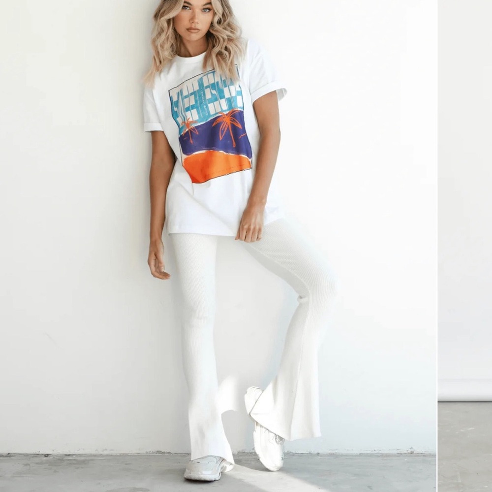 Knit slit flare pants